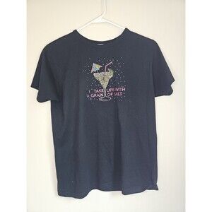 I Take Life With A Grain Of Salt Rhinestone Margarita Fun Women's T-Shirt M